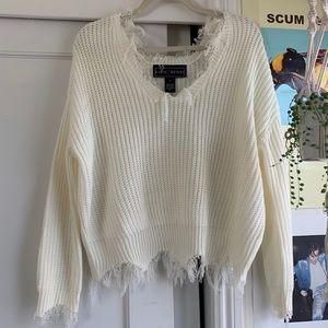 🦋Cream Waffle Sweater